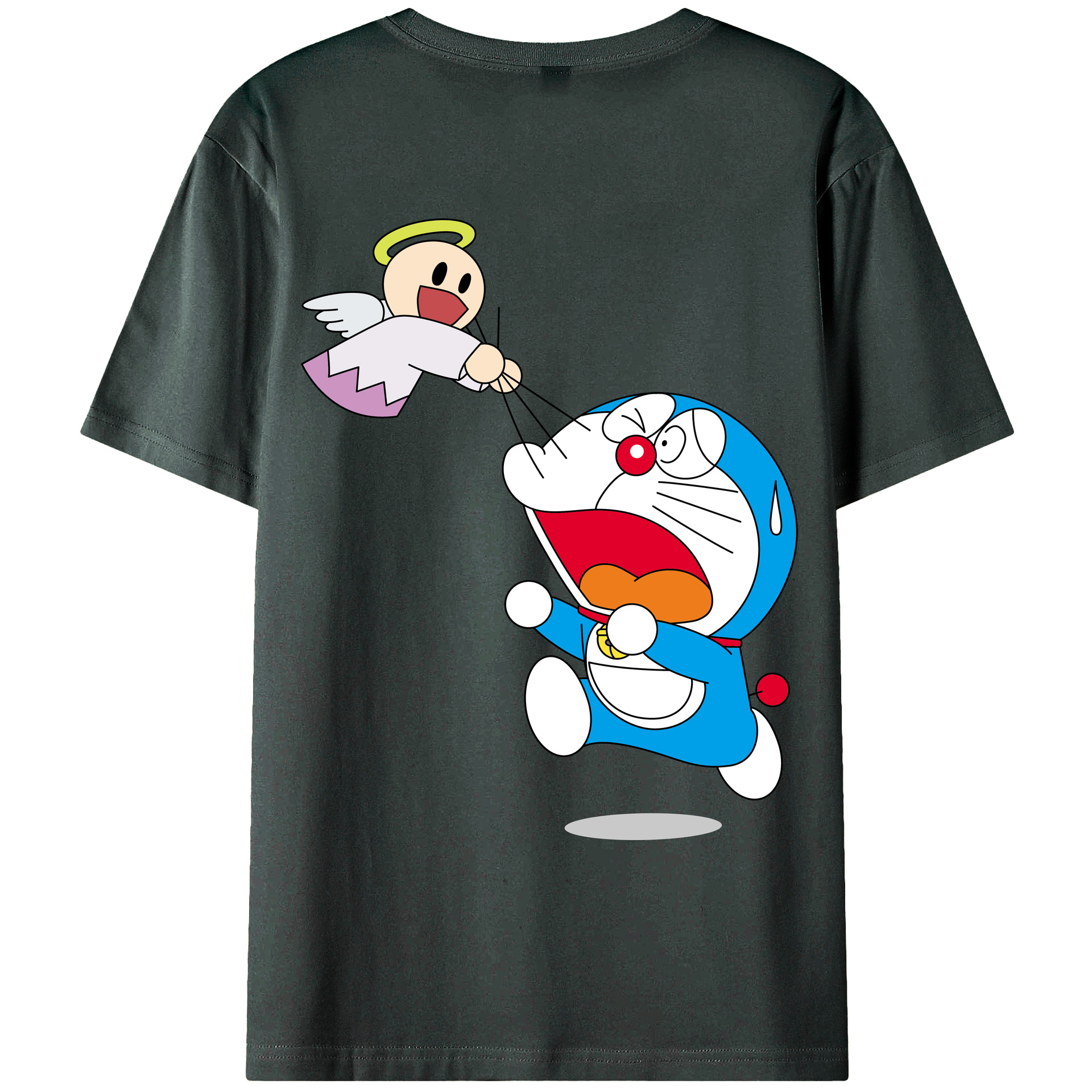 （画像用） ドラえもん Doraemon 綿100％ メンズ半袖Tシャツ（バックプリント） 通気性